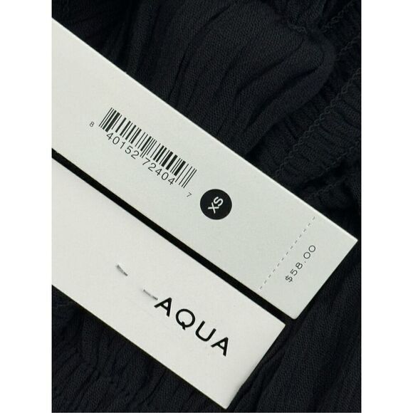 AQUA Eyelet Cropped Top Flutter Sleeve Size Extra Small Black 100% Cotton NWT - Picture 8 of 8